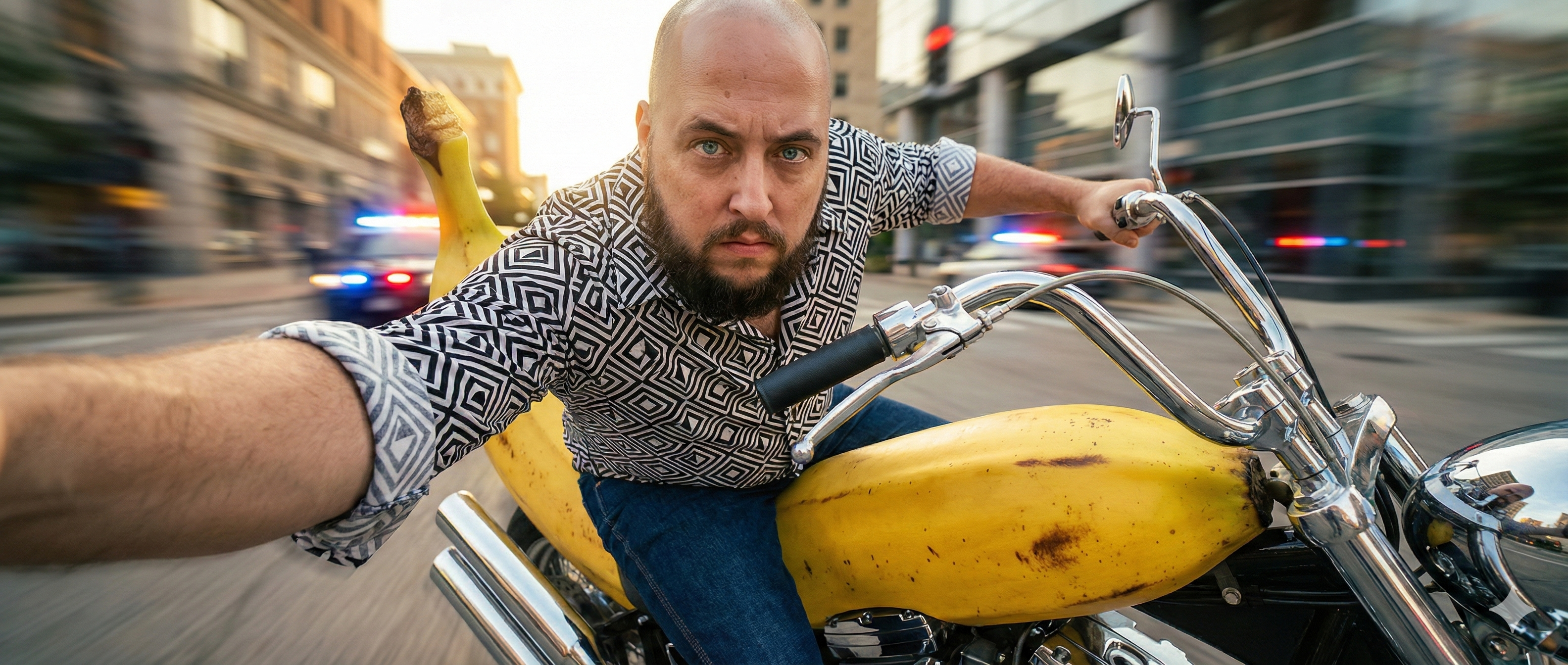 Escaping on a banana bike